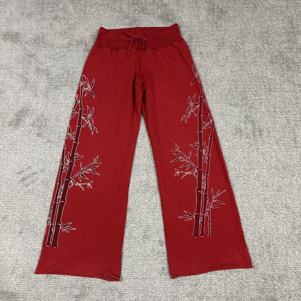 Lucky Brand Sweatpants Womens Medium Red Pull On Wide Leg Bamboo Vintage Y2K USA